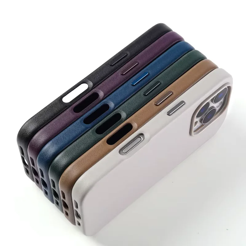 Apple Original Leather Case with MagSafe for iPhone 16 / 16 Pro / 16 Pro Max – Black, Grey, Titanium Brown, Dark Purple, Green, Blue - Image 7