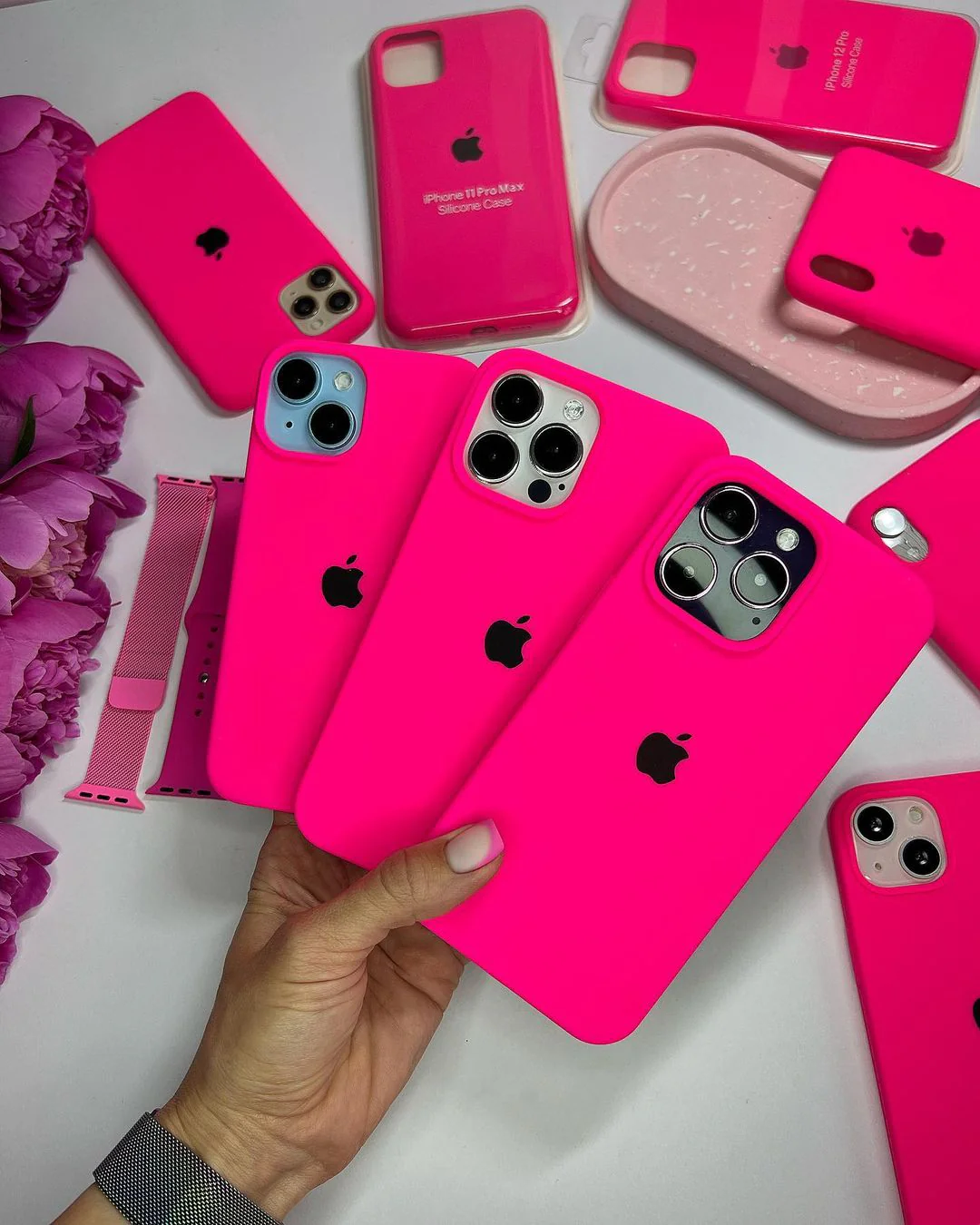Fluorescent Pink iPhone Silicone Case – Premium Soft Touch Cover | Neas Original™