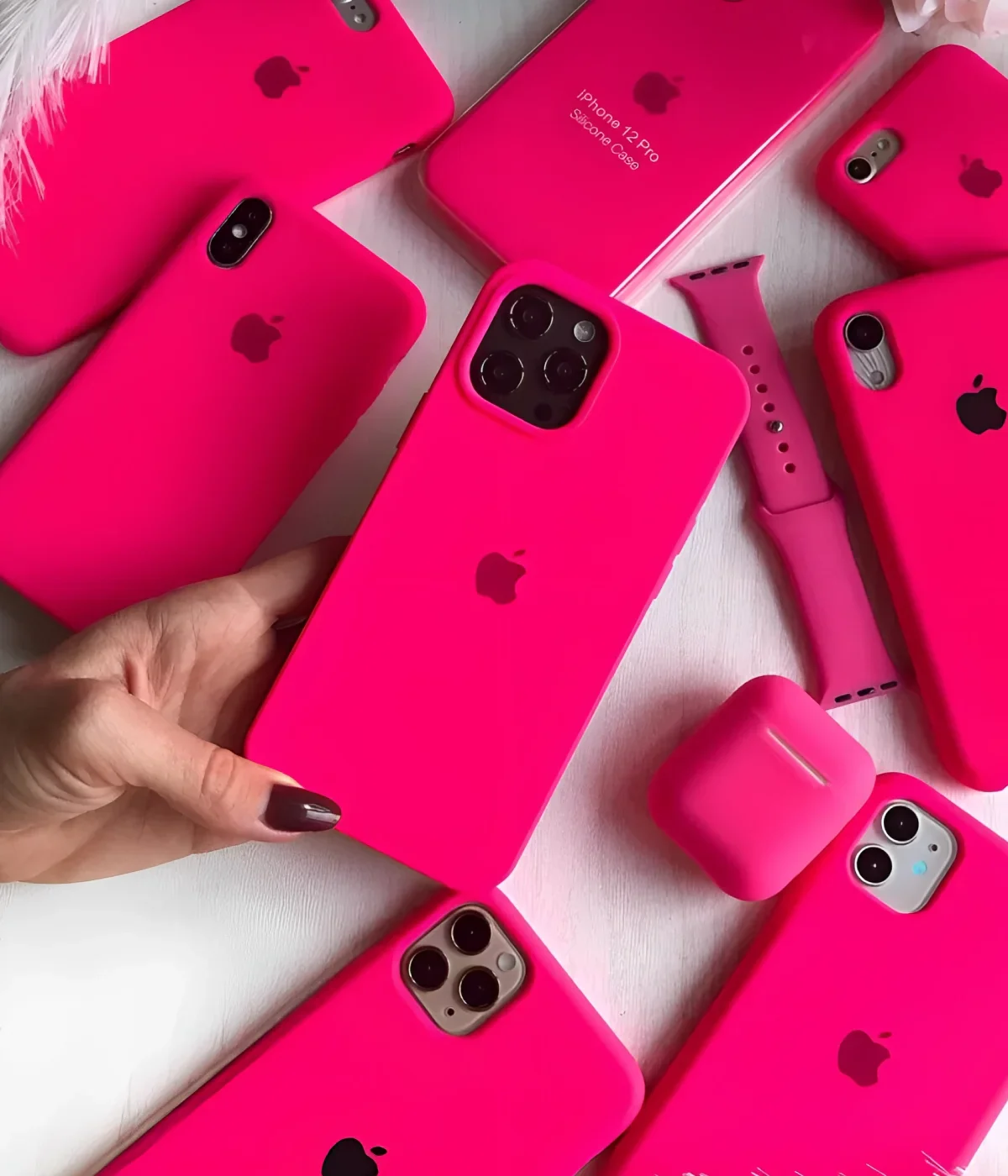 Fluorescent Pink iPhone Silicone Case – Premium Soft Touch Cover | Neas Original™ - Image 2