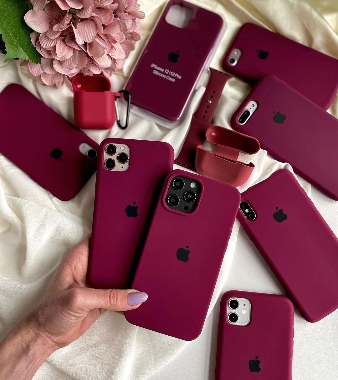 Wine Maroon iPhone Silicone Case – Premium Soft Touch Cover | Neas Original™