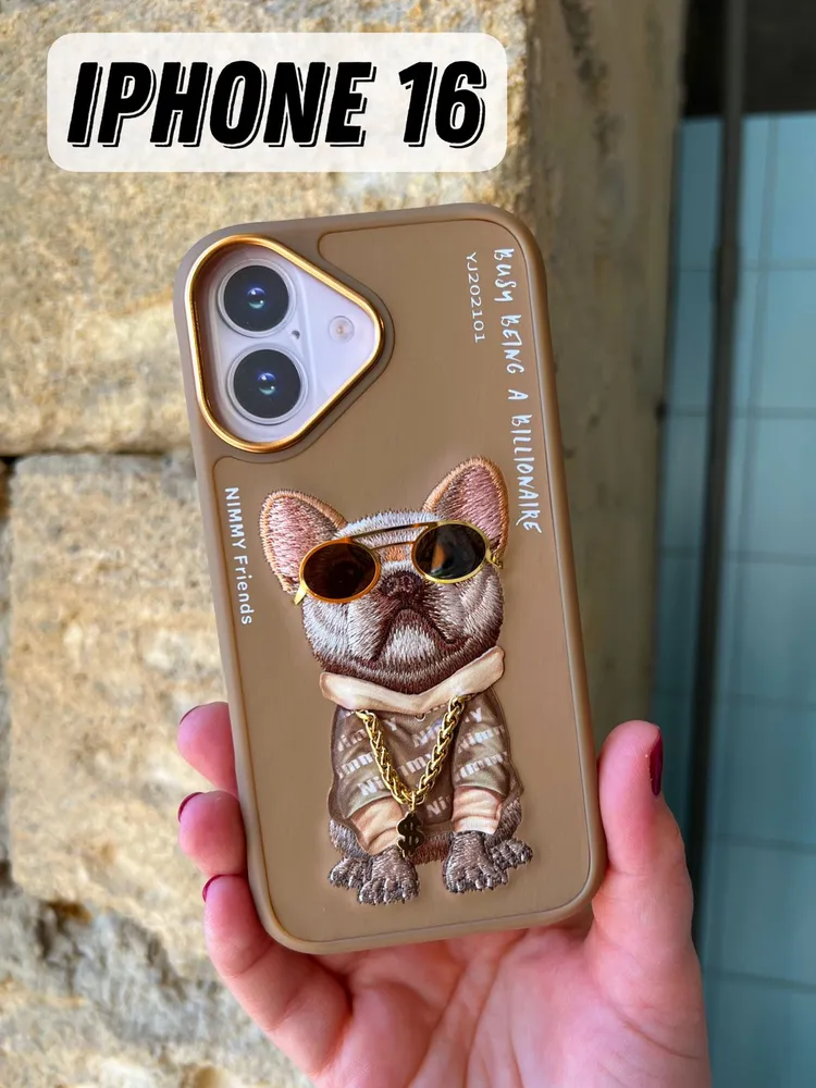 Nimmy Jacket & Chain Series iPhone 16 Case – 3D Embroidered TPU+PC Protective Cover (16/16 Pro/Pro Max) - Image 4
